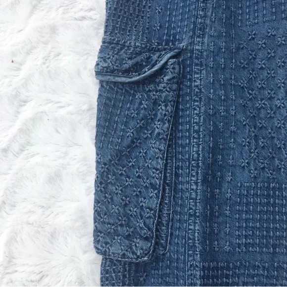 Johnny Was Sana Denim Pull-On Pant Embroidered Cargo Jogger Pants Size XL